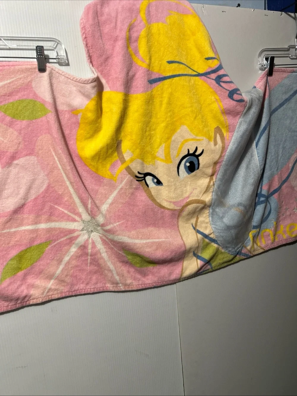 Disney Pink and Yellow Tinker Bell Hooded Bath Towel